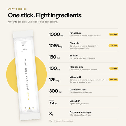 One stick, eight ingredients: amounts per stick